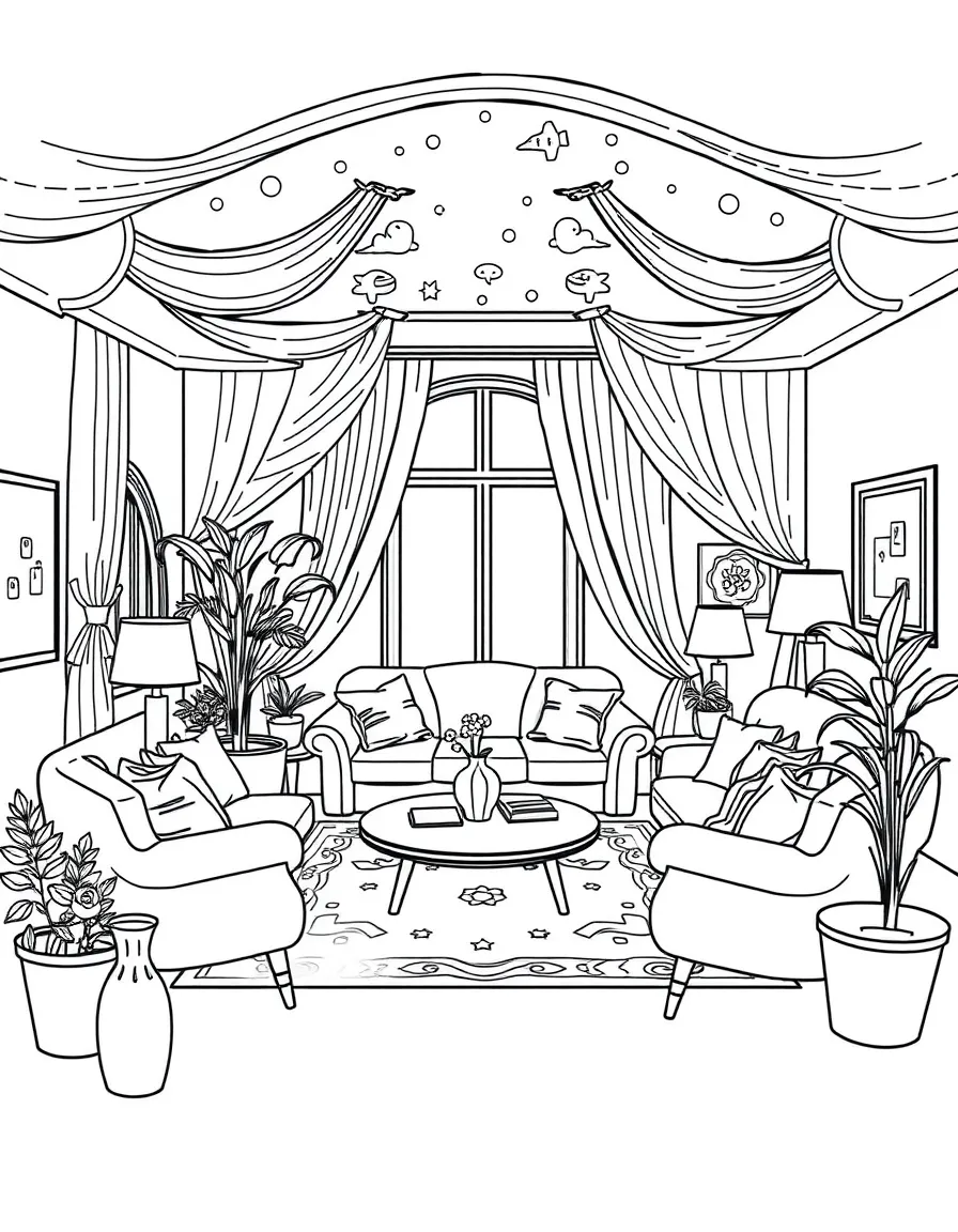 A magical living room where the furniture rearranges based on conversations