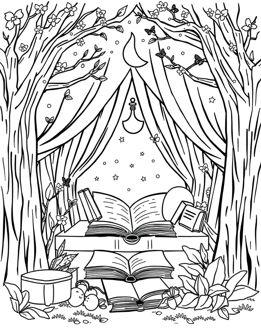 A magical reading nook where books read themselves aloud in the author's voice
