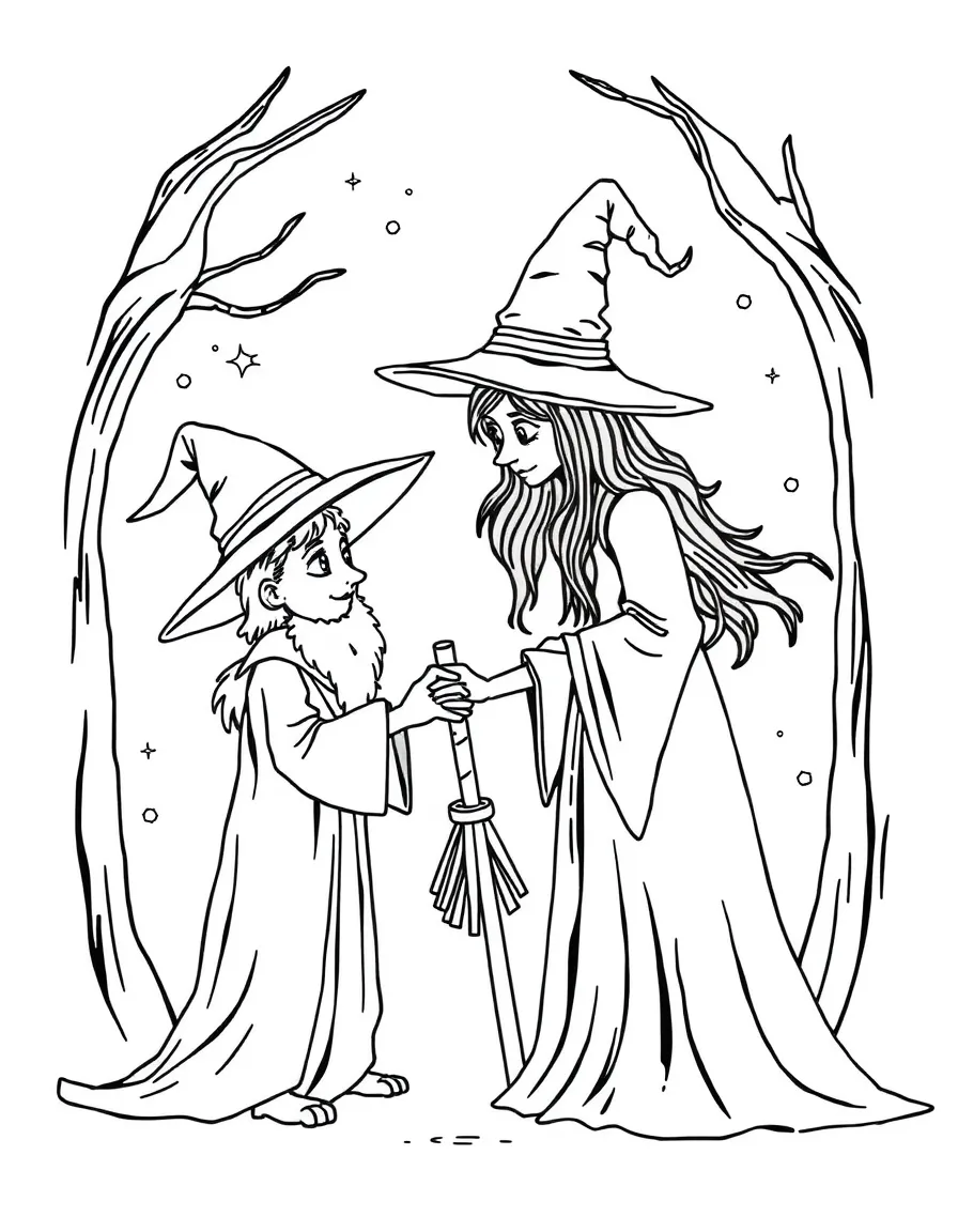 A wizard's familiar and a witch's familiar becoming unlikely friends