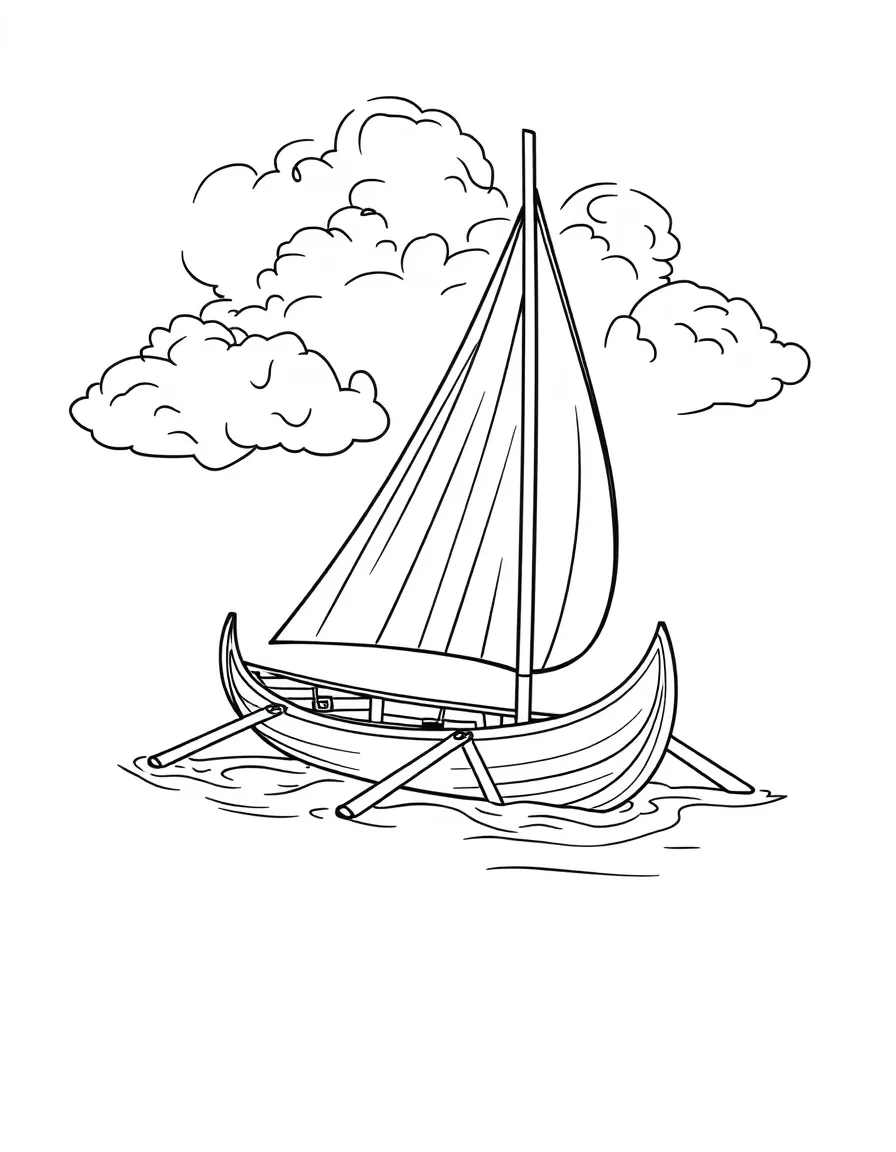 An outrigger canoe with stabilizing float from Polynesian traditions