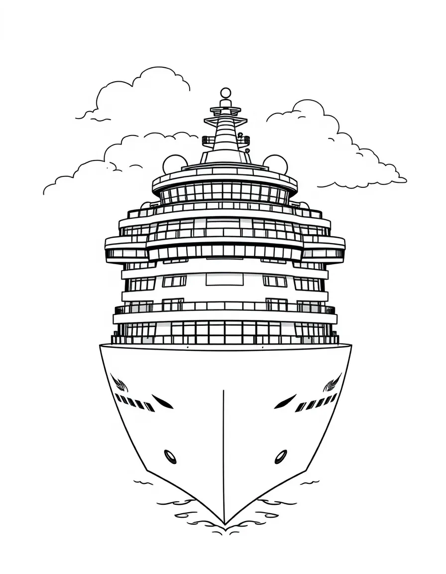 A majestic cruise ship with multiple decks and swimming pools