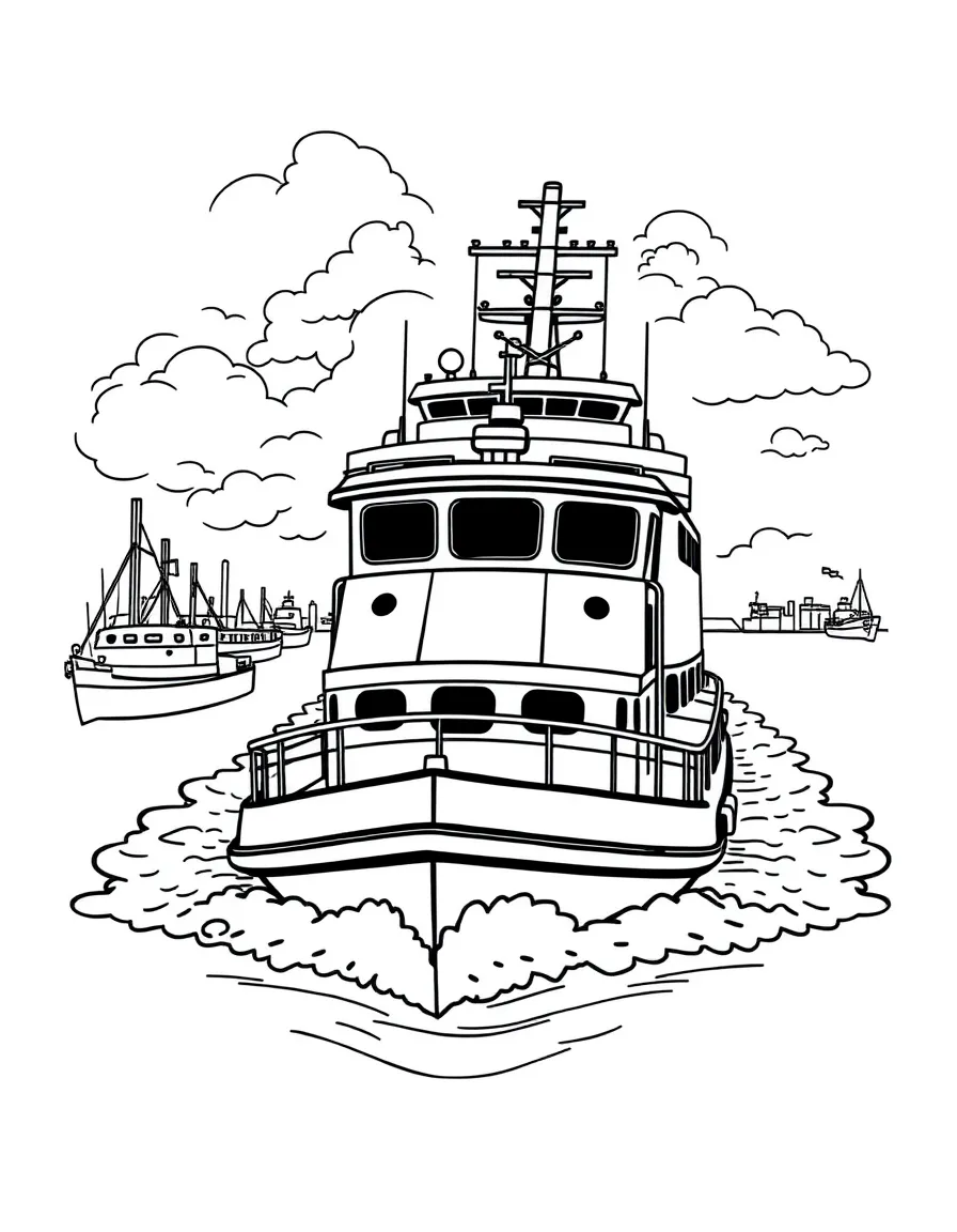 A pilot boat guiding larger ships into harbor