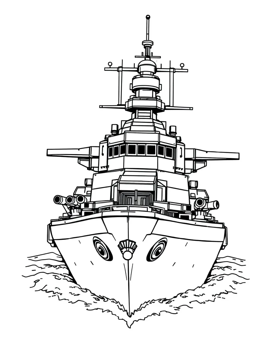 A battleship with massive gun turrets