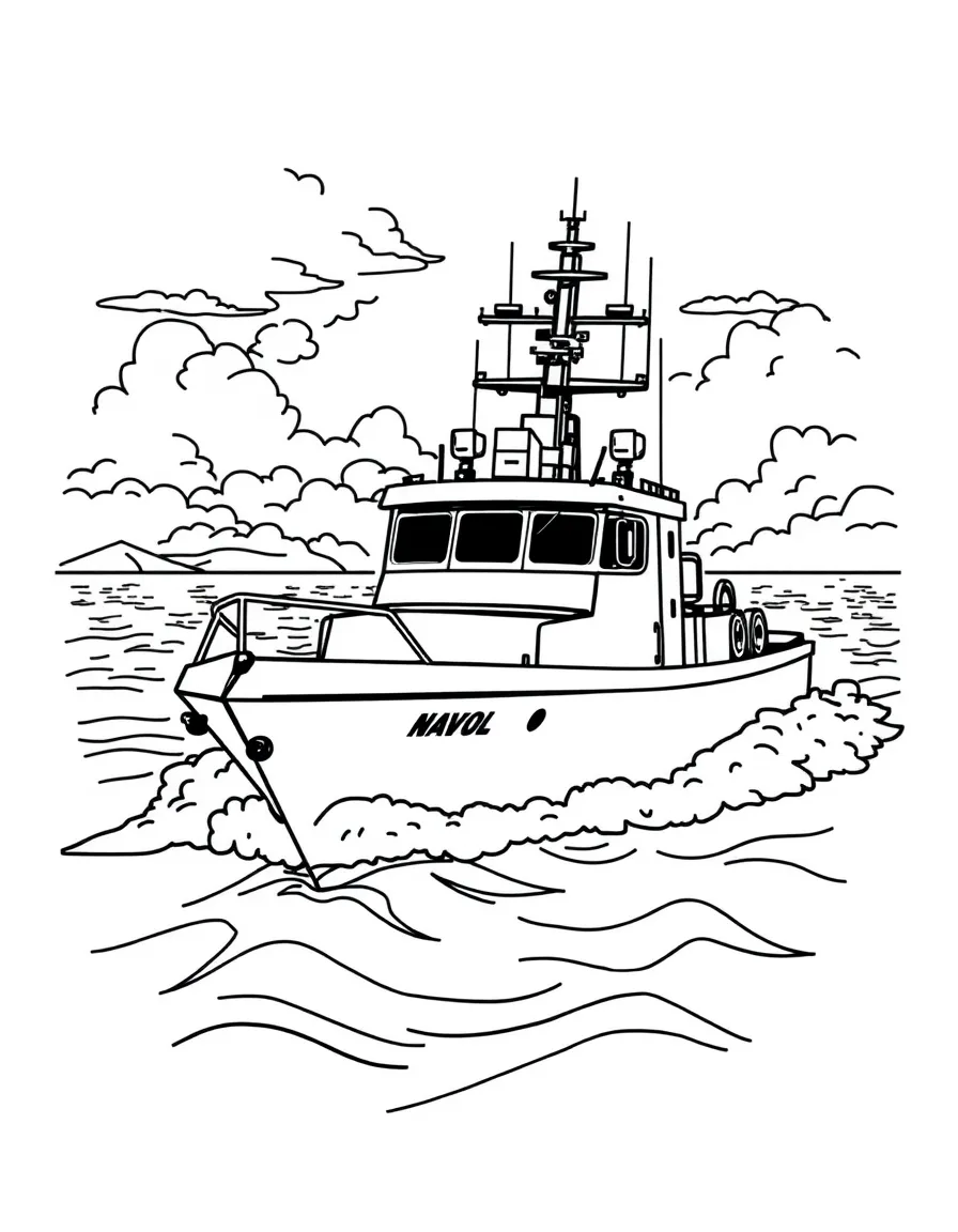A naval patrol boat monitoring coastal waters