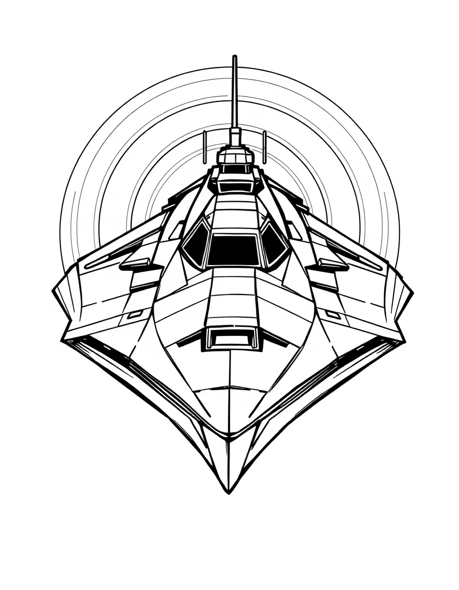 A stealth ship with angular surfaces to avoid radar detection