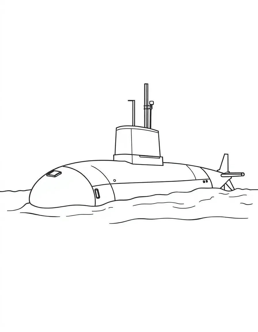 A nuclear submarine partially surfaced with conning tower visible