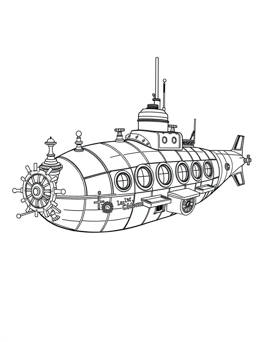 A Jules Verne-inspired Nautilus submarine with Victorian details