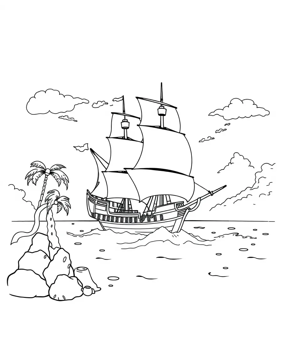 Captain Cook's Endeavour exploring Pacific islands