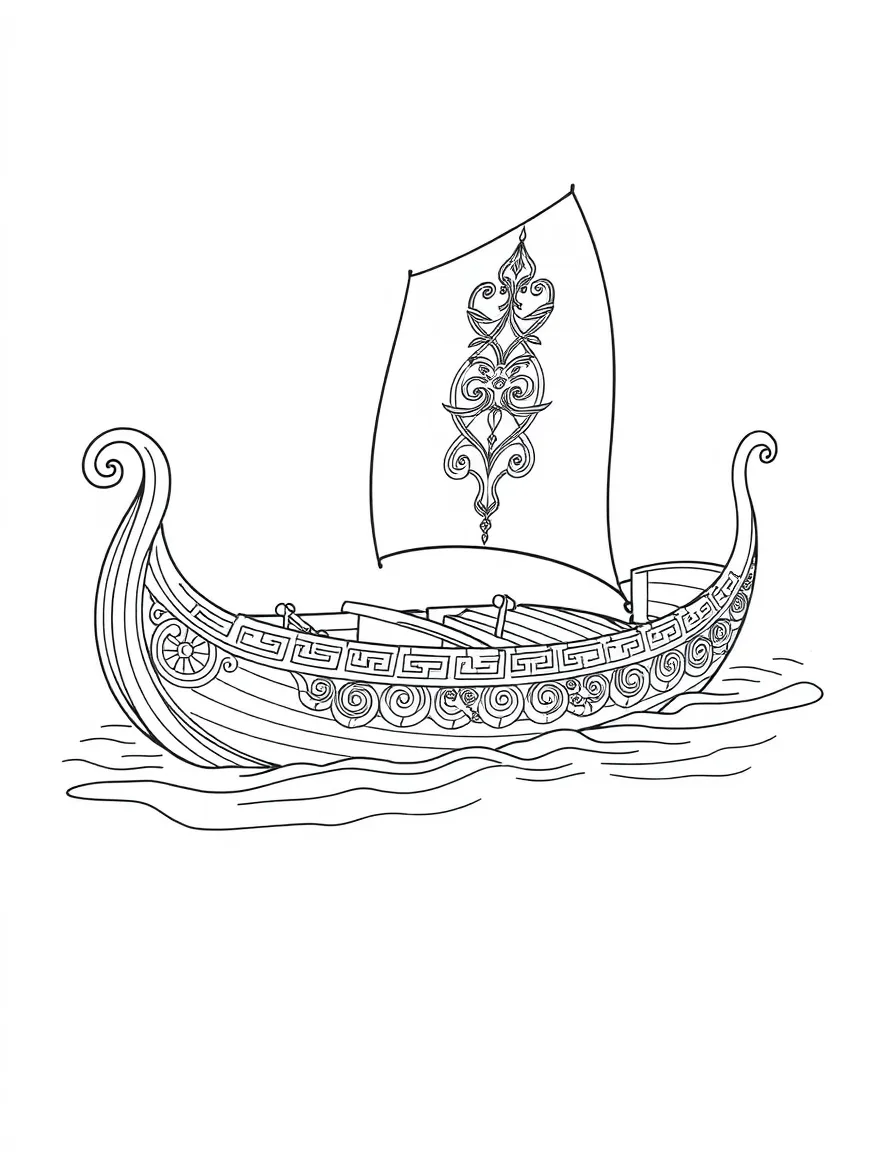 An elven boat with intricate carved decorations