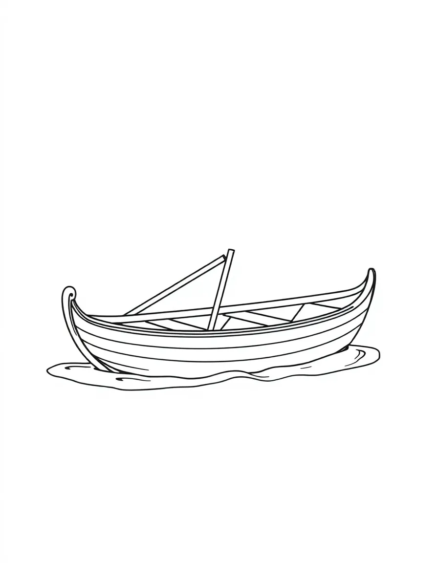 A flat-bottomed punt boat with a pole for steering