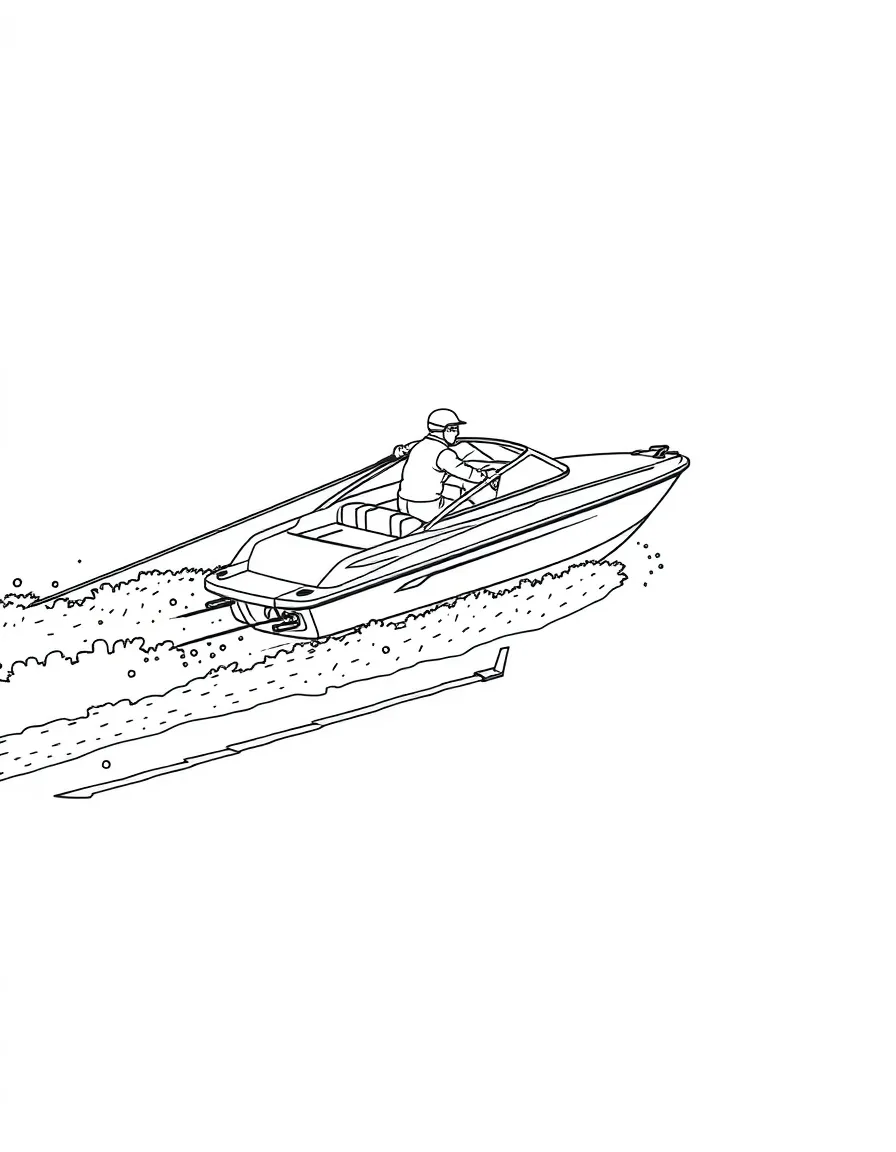 A water ski boat pulling a slalom skier