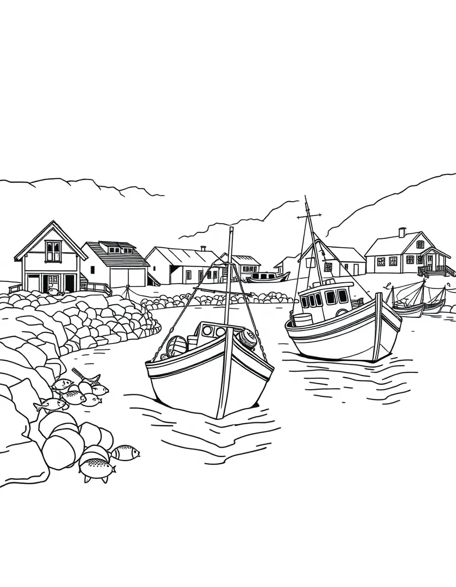 Fishing boats returning to village with daily catch