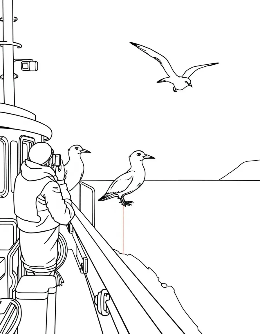 Ornithology research vessel observing rare seabirds