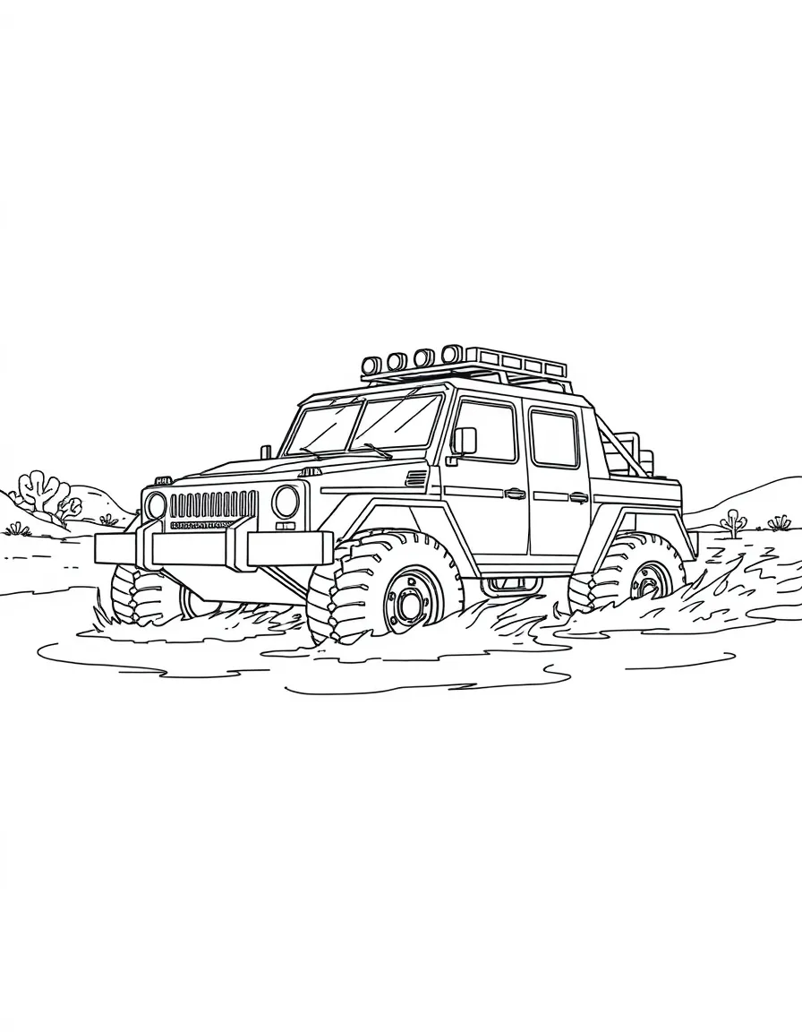 An amphibious vehicle transitioning from land to water