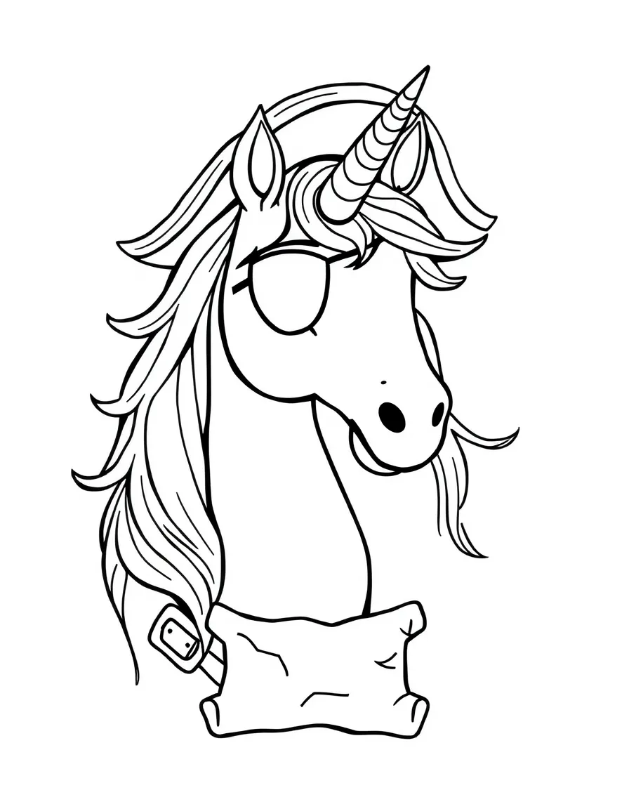 Pirate unicorn with an eye patch and treasure map