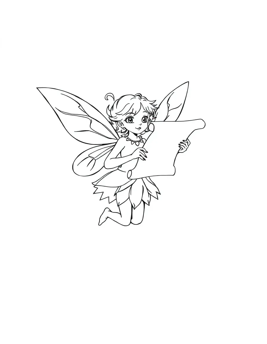 Messenger fairy carrying a scroll bigger than itself
