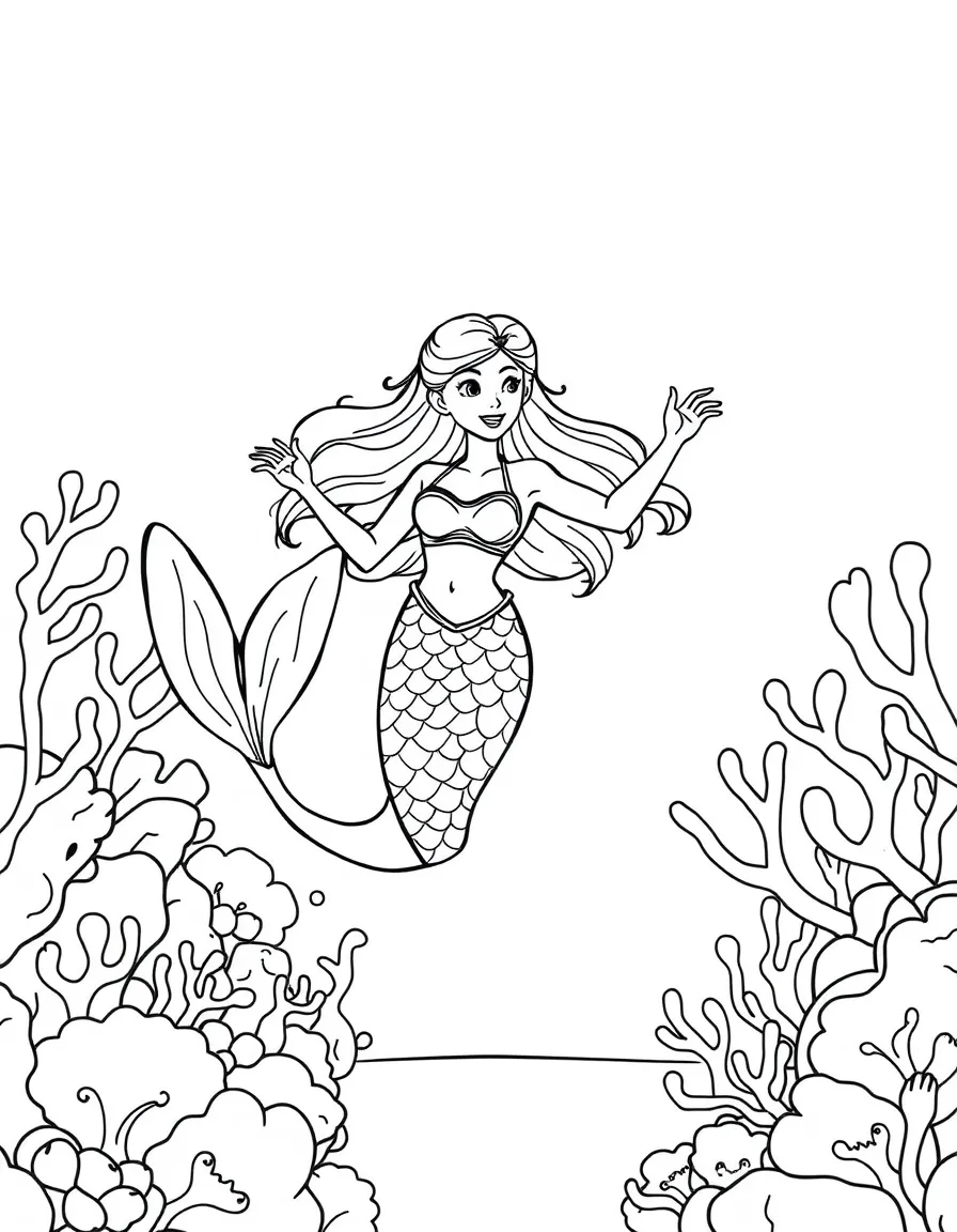 Mermaid fitness instructor leading a coral aerobics class