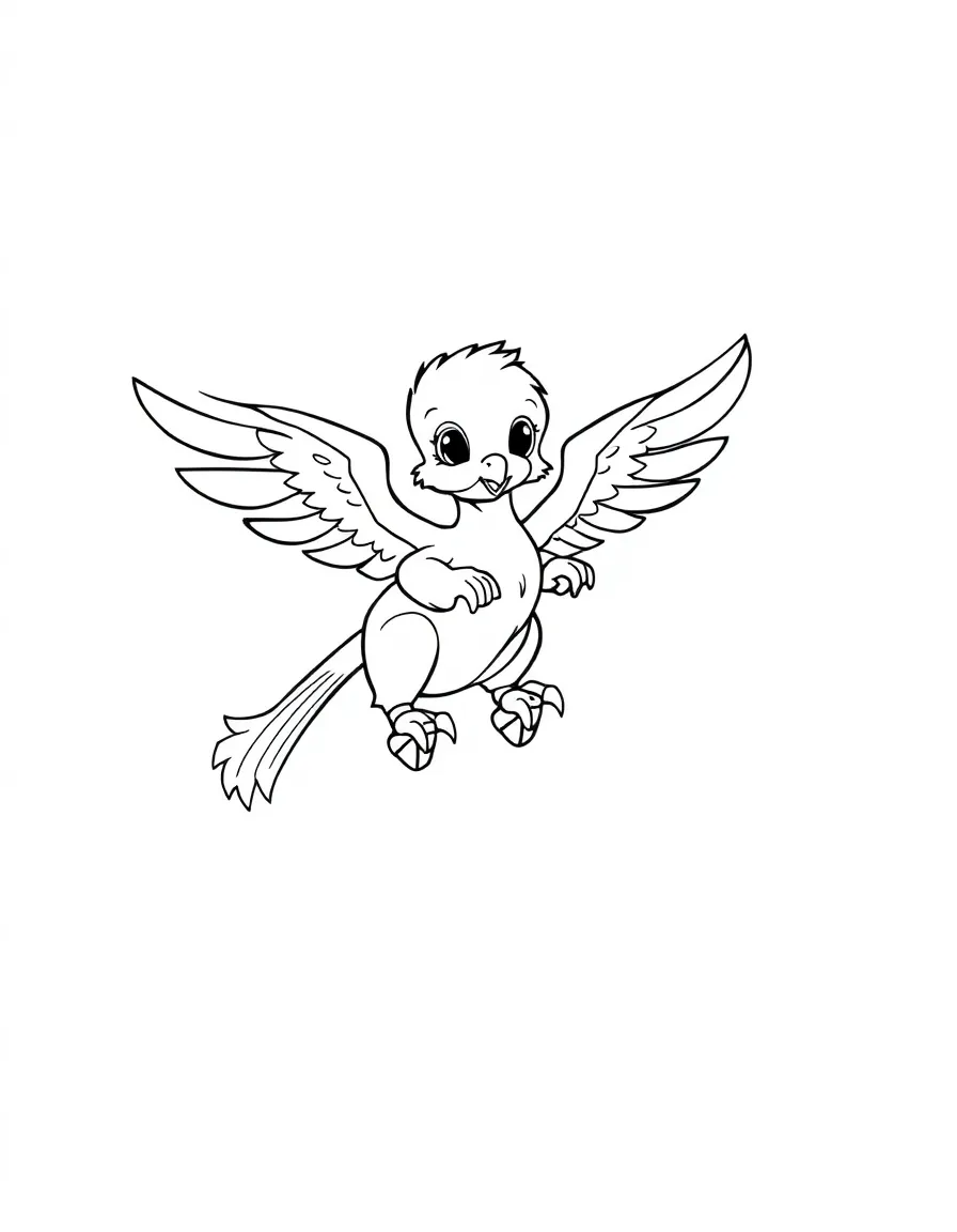 Baby griffin learning to fly with training wheels
