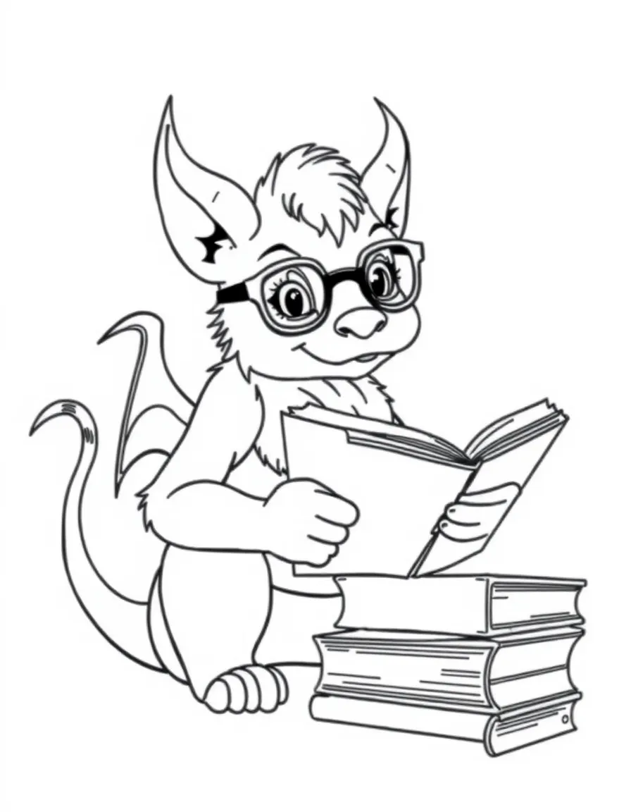 Griffin librarian organizing books with reading glasses