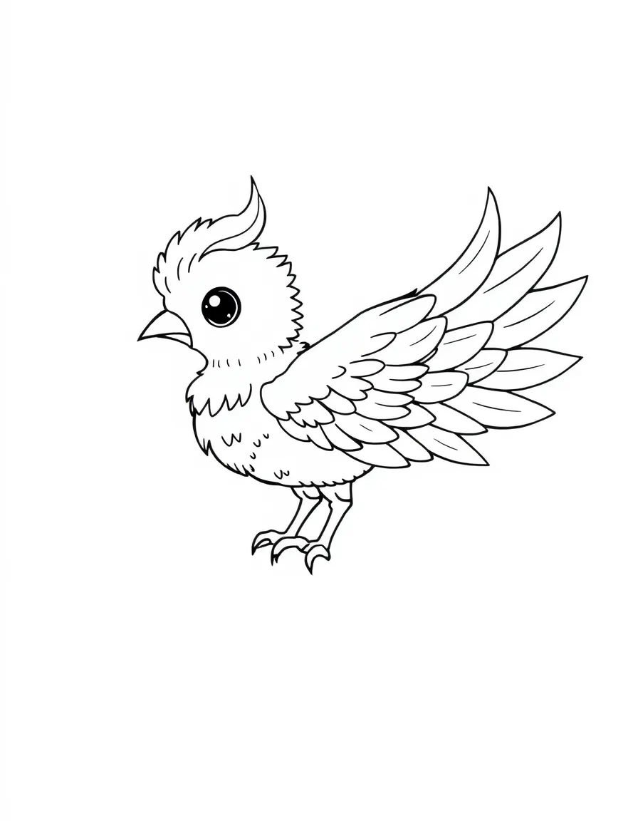 Baby phoenix just a ball of fluff with tiny flame on head