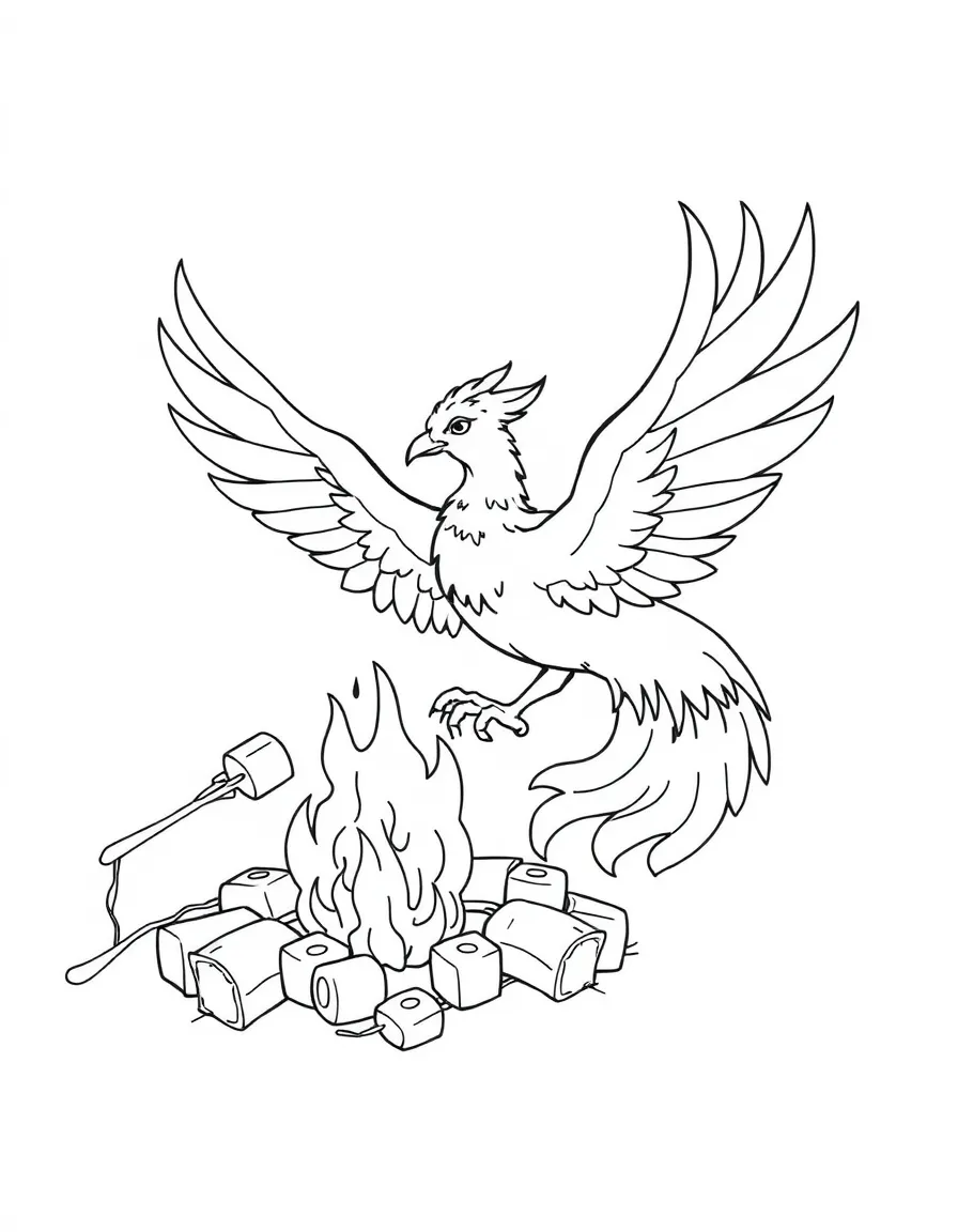 Phoenix trying to roast marshmallows without burning them