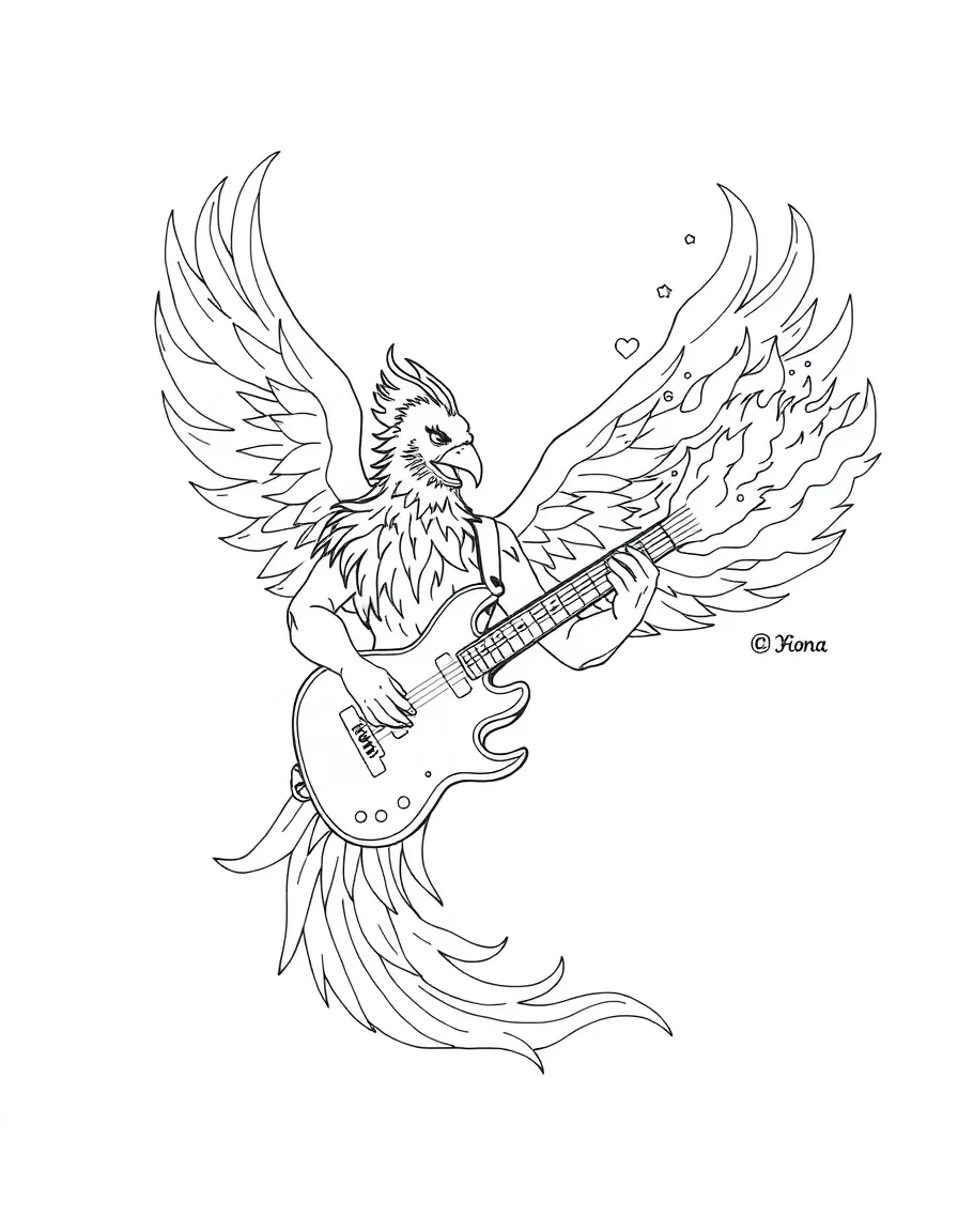 Phoenix musician playing a flaming guitar