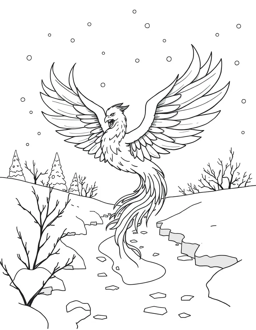 Phoenix in winter wonderland melting a path through snow
