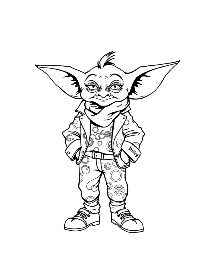 Fashion designer goblin in mismatched clothes and patterns