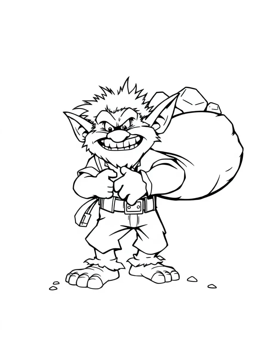 Troll mail carrier with sack full of boulders