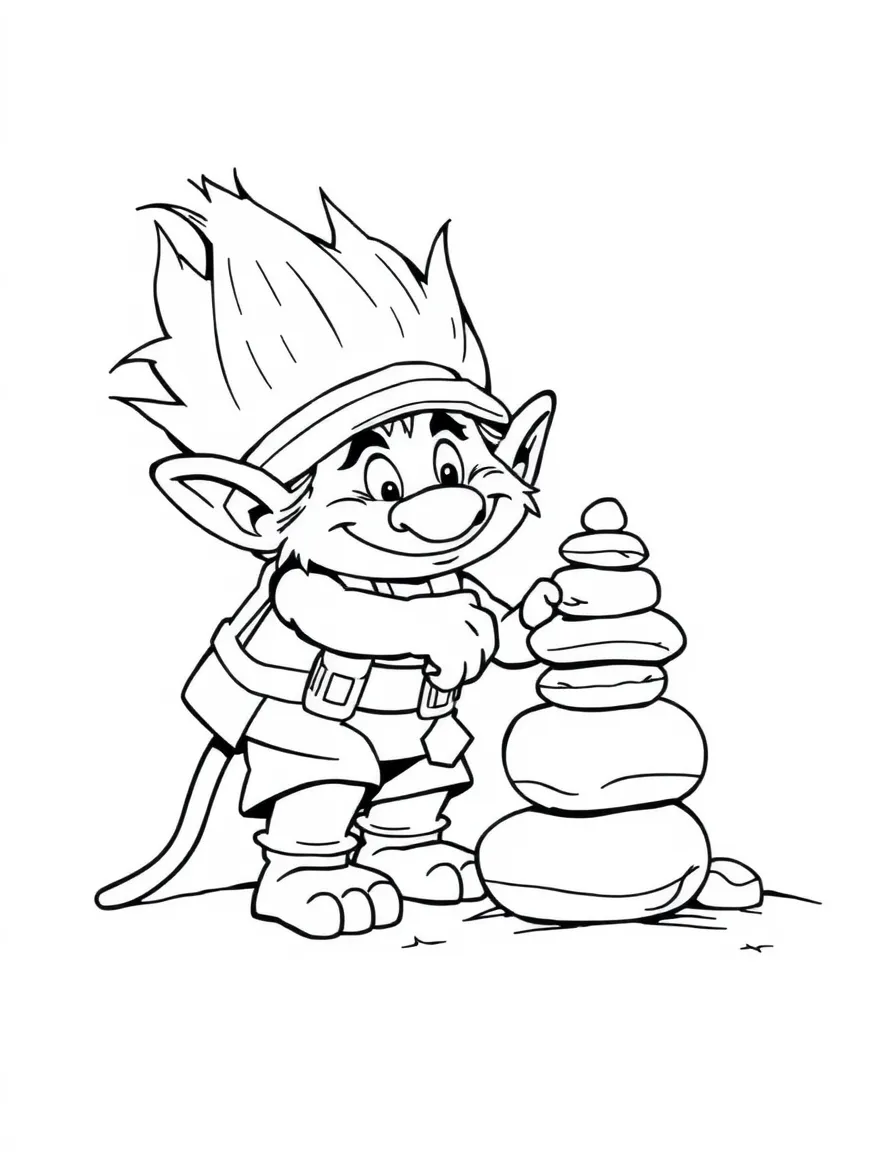 Troll construction worker stacking stones carefully