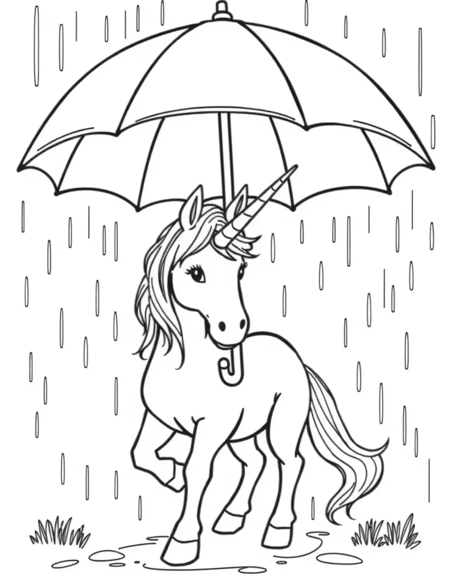Centaur trying to fit under an umbrella in the rain