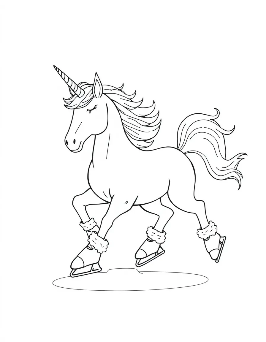 Winter centaur ice skating with four ice skates