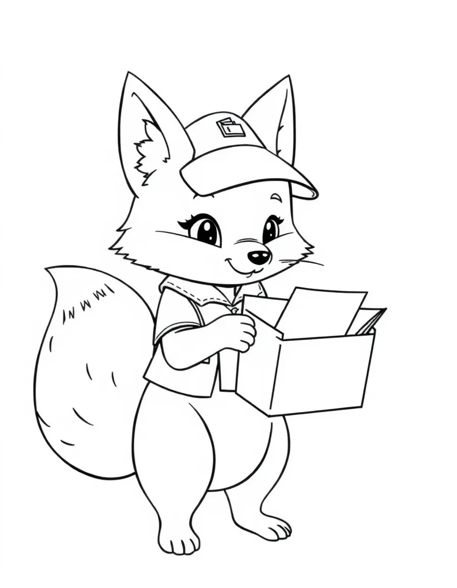 Kitsune mail carrier sorting letters with multiple tails