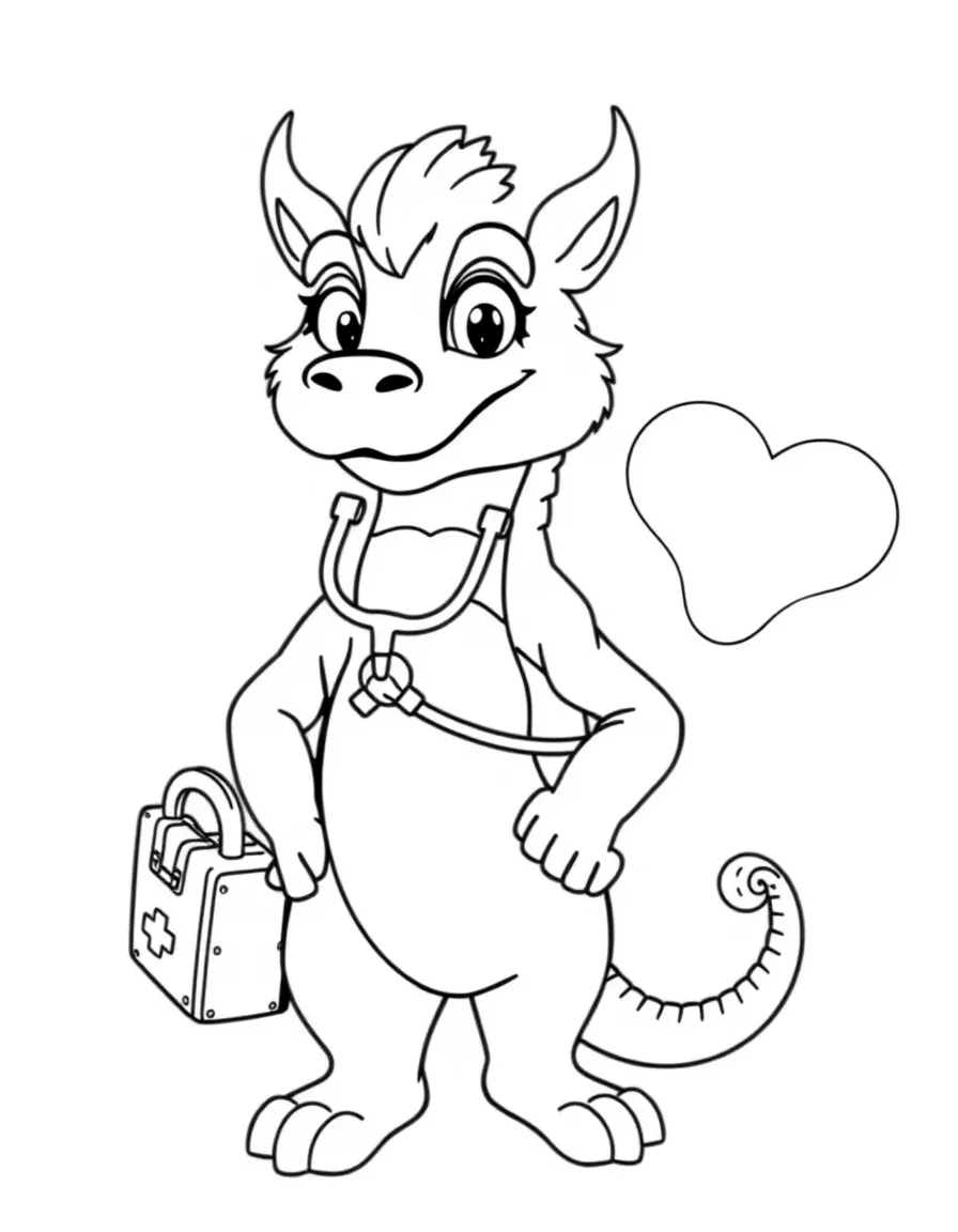 Doctor manticore with stethoscope and medical bag