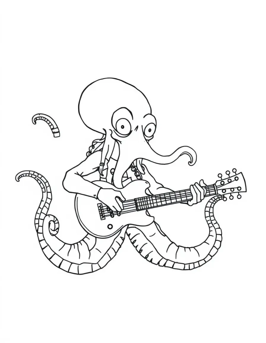 Musician kraken playing octopus-friendly instruments