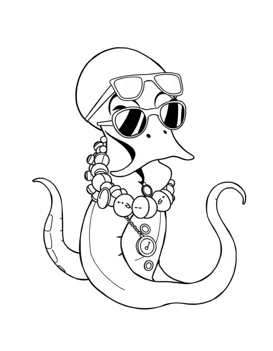 Fashion designer kraken trying on different accessories