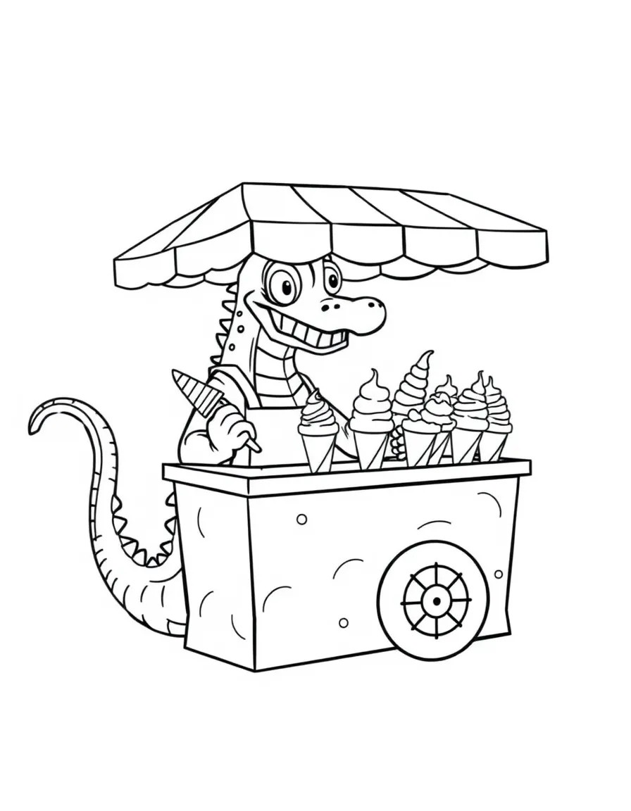 Ice cream vendor kraken serving multiple cones