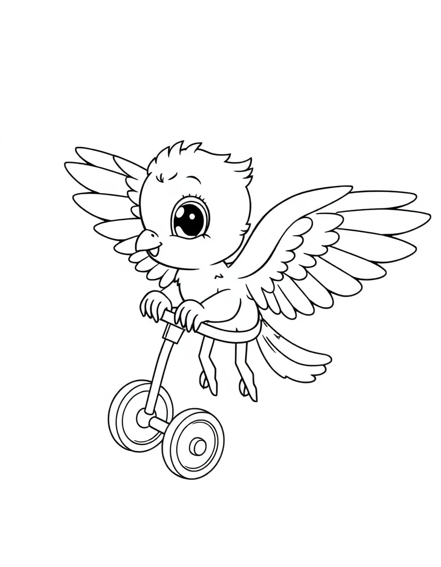 Baby harpy learning to fly with training wheels