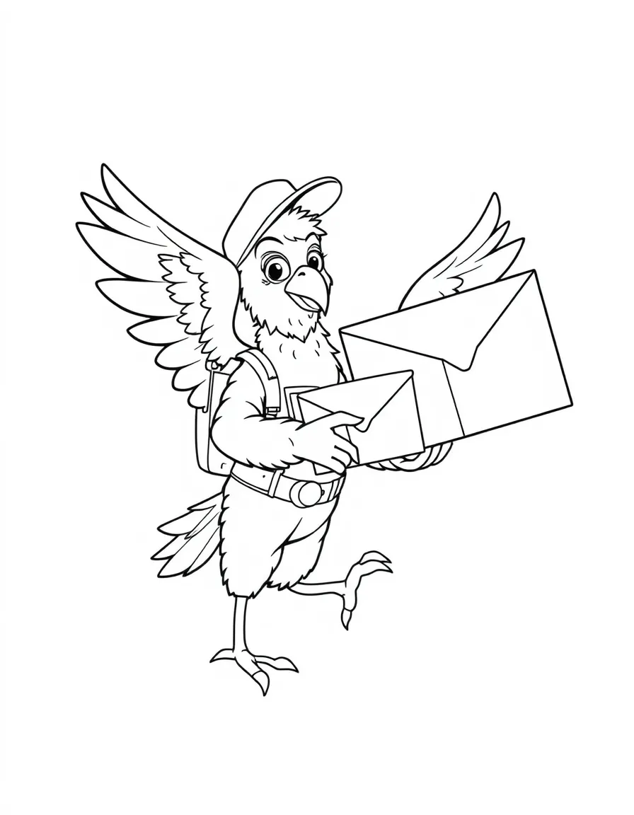 Harpy mail carrier delivering air mail packages