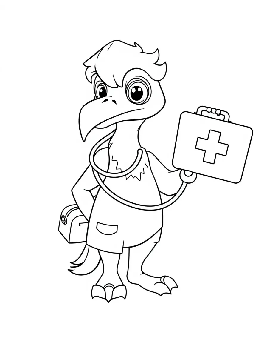 Doctor harpy with stethoscope and medical bag