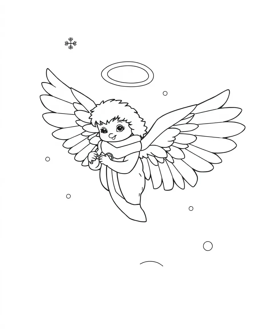 Winter harpy making snow angels with wings