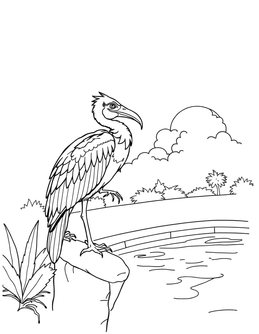 Harpy lifeguard watching over pool from high perch