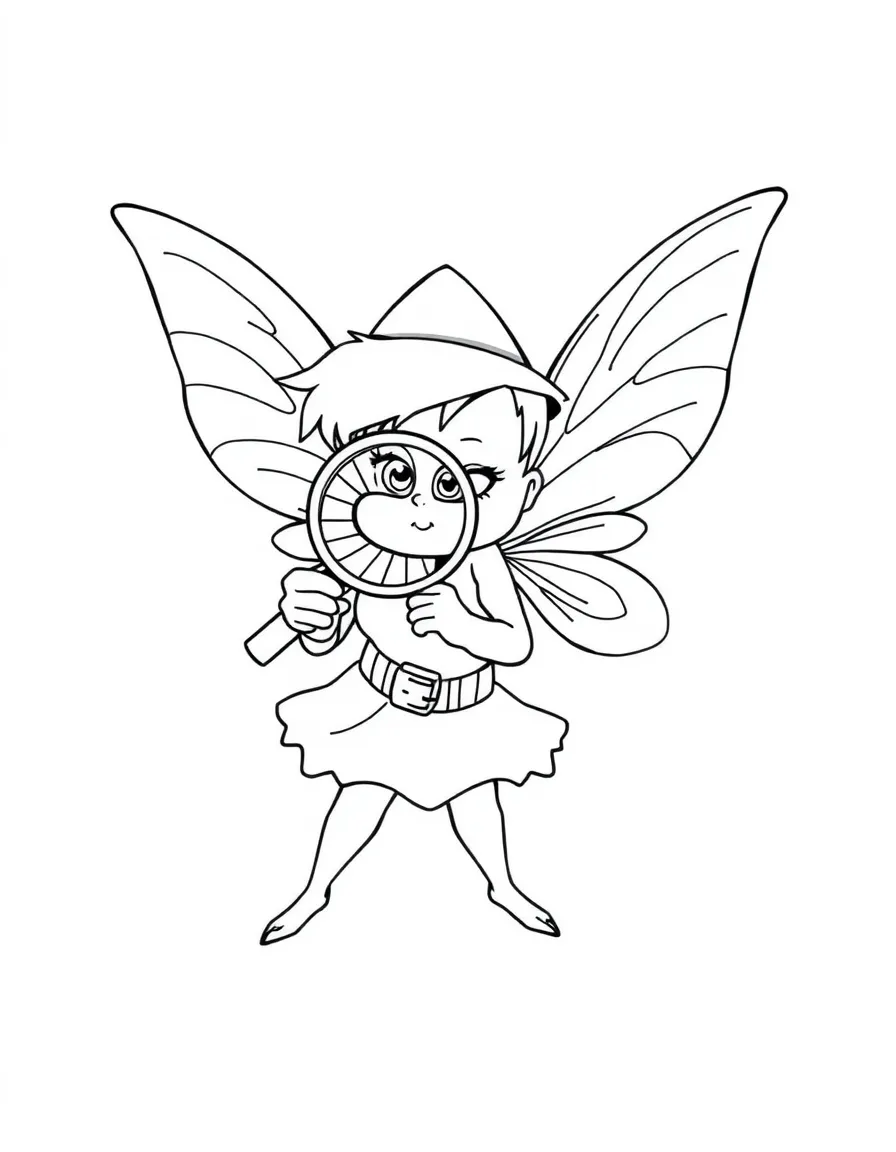 Pixie detective with dust speck magnifying glass