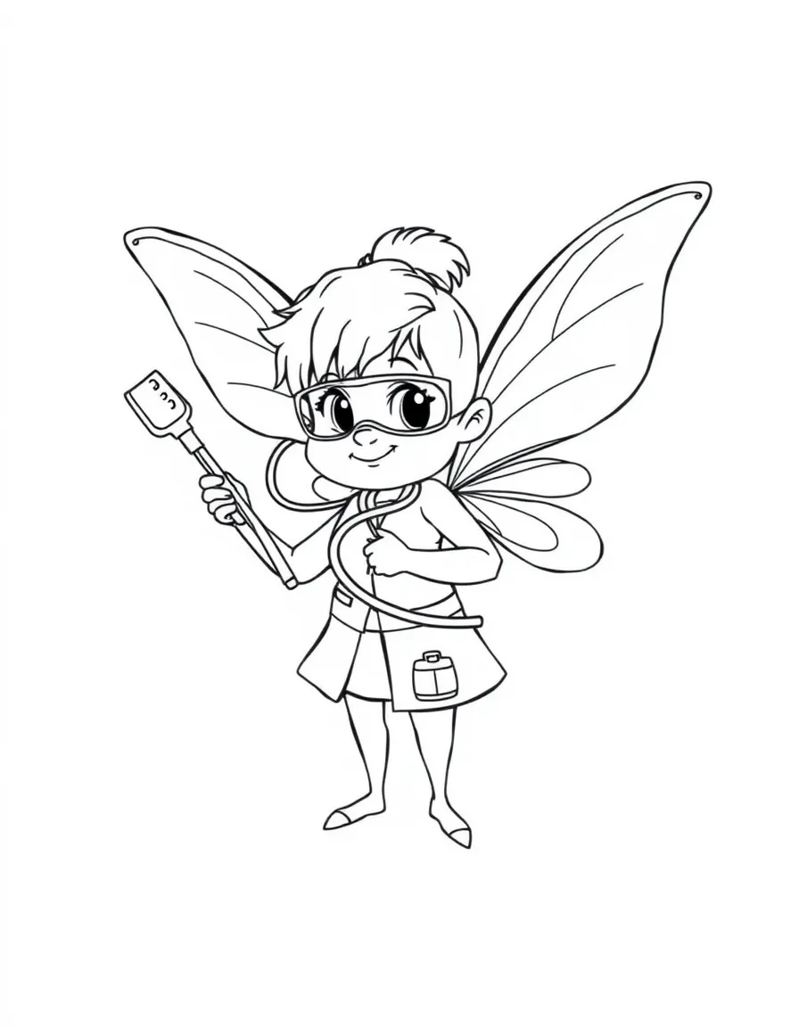Doctor pixie with splinter-sized medical tools