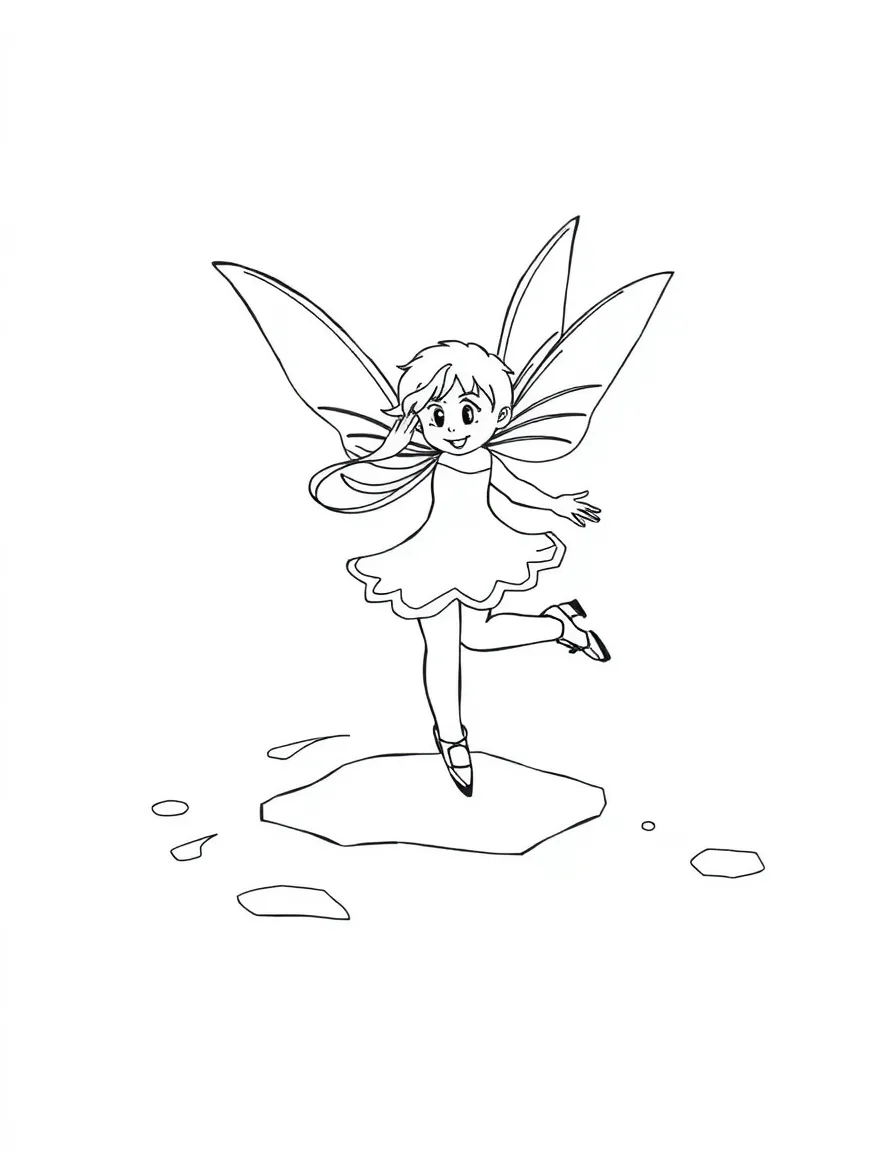 Winter pixie ice skating on frozen dewdrop