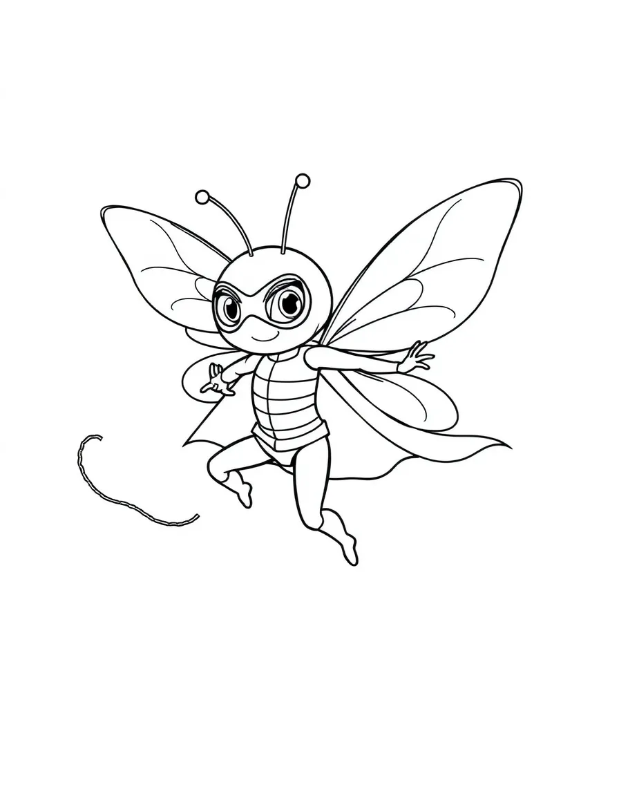 Superhero pixie with thread cape saving insect