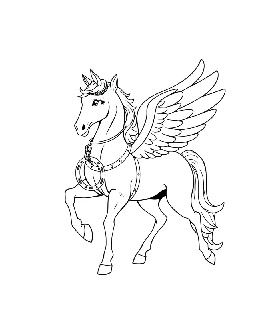 Fashion designer pegasus creating stylish horseshoes