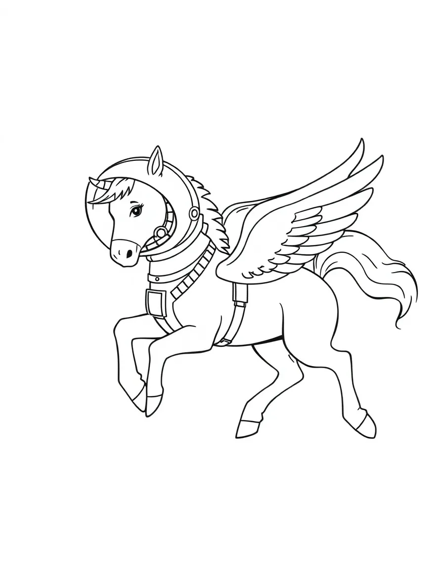Astronaut pegasus exploring space without a helmet