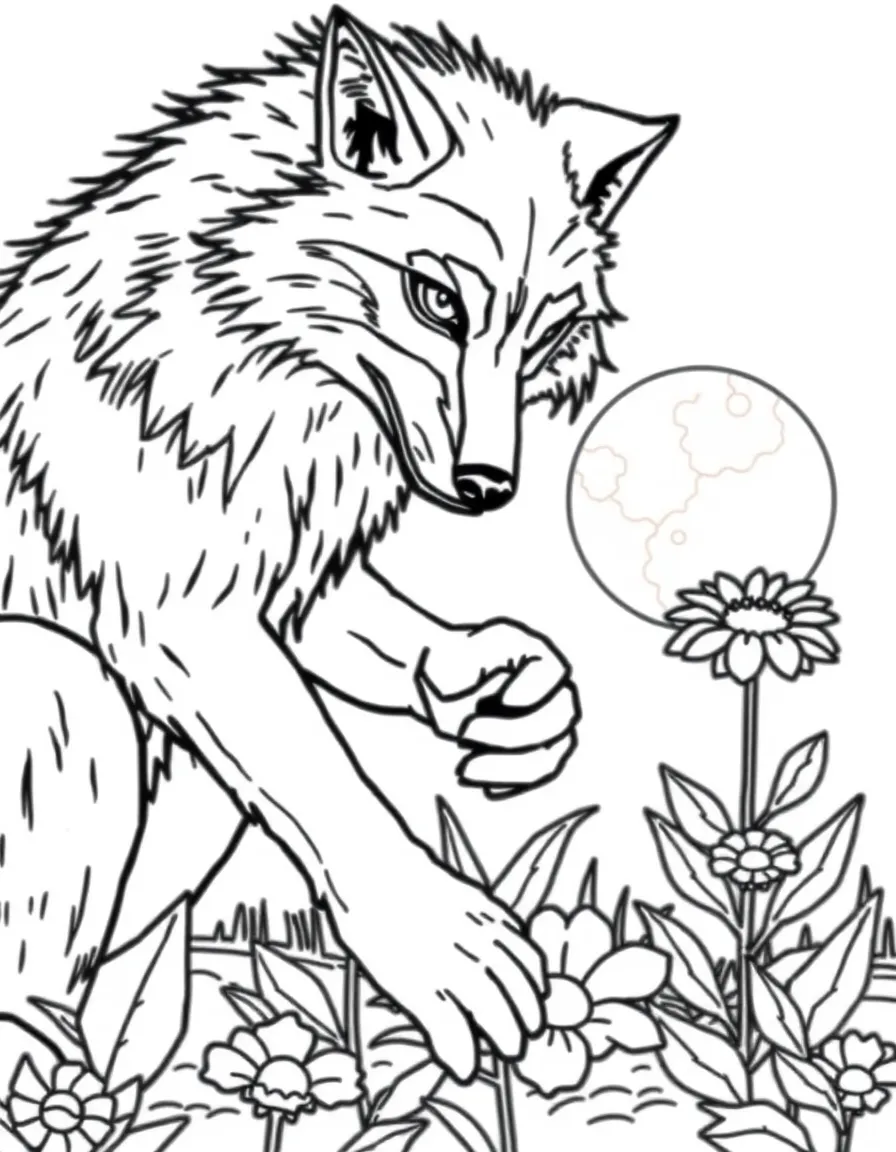 Gardener werewolf planting moonflowers carefully