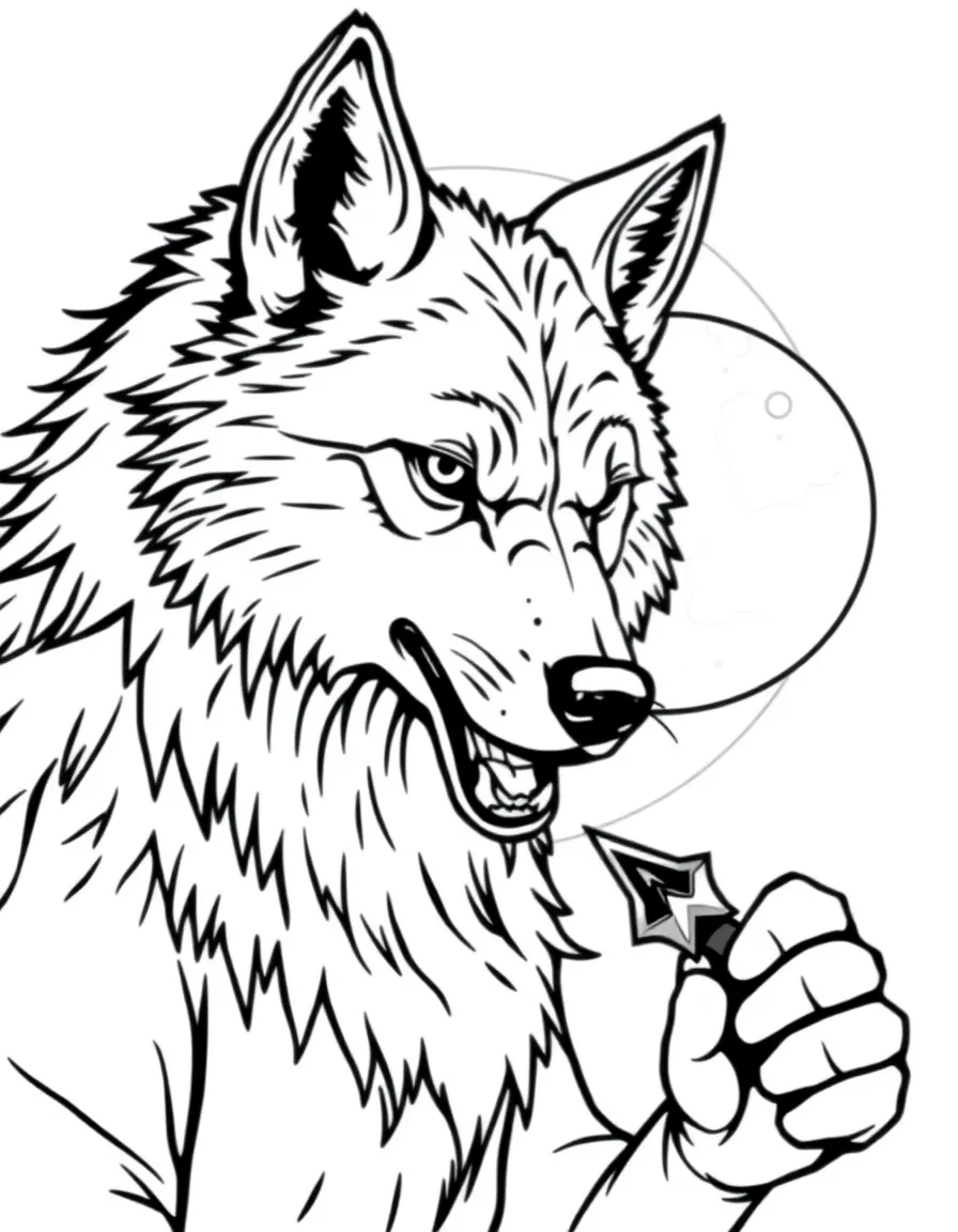 Teacher werewolf with moon chart and pointer